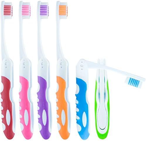 Travel Folding Toothbrush, Camping Toothbrush Bulk, Medium Bristle (6 Pack) | Amazon (US)