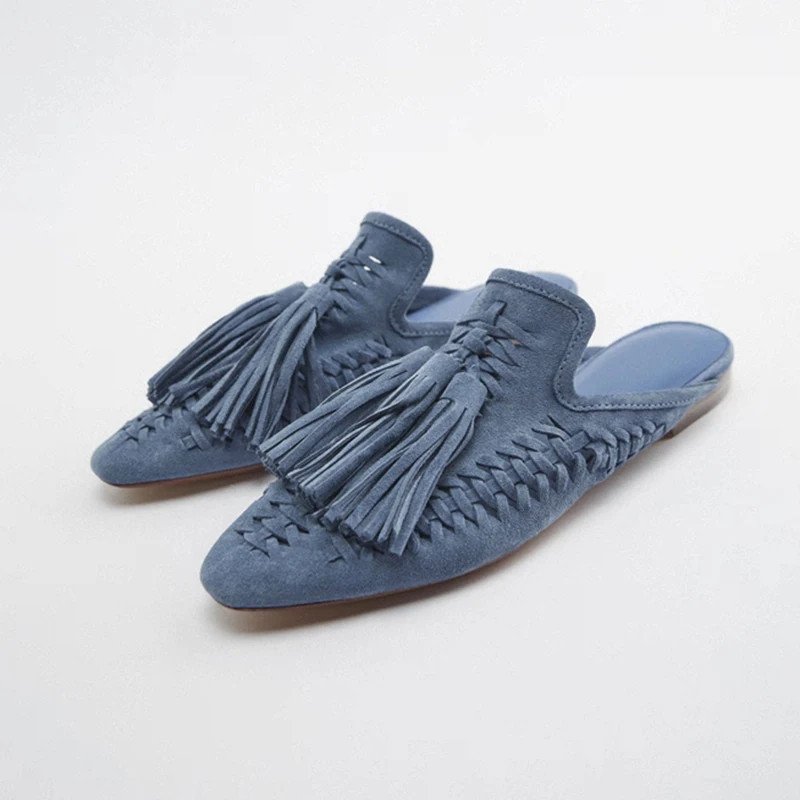 2026 Retro Fringed Women Slippers Knitted Hollow Out Flats Summer Beach Slides Tassels Lazy Mules... | AliExpress (US)