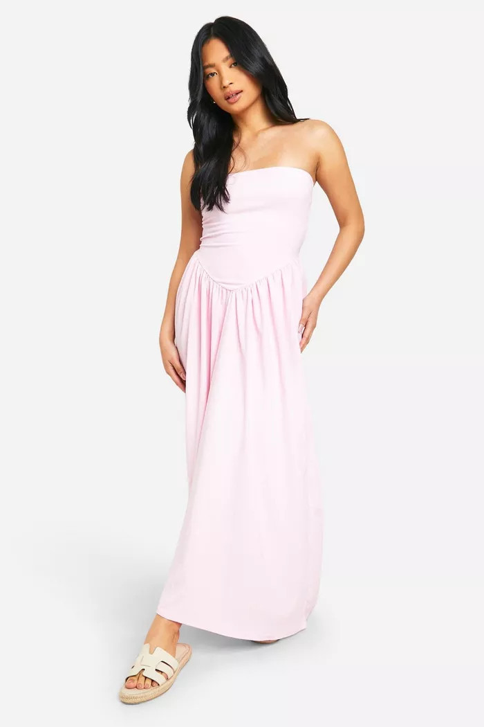 Petite Waffle Dropped Waist Maxi Dress | boohoo (US & Canada)