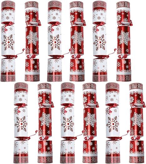 Christmas Party Favor Non-Snap Red & White Snowflake Design Party Table Favors with Holiday Party... | Amazon (US)