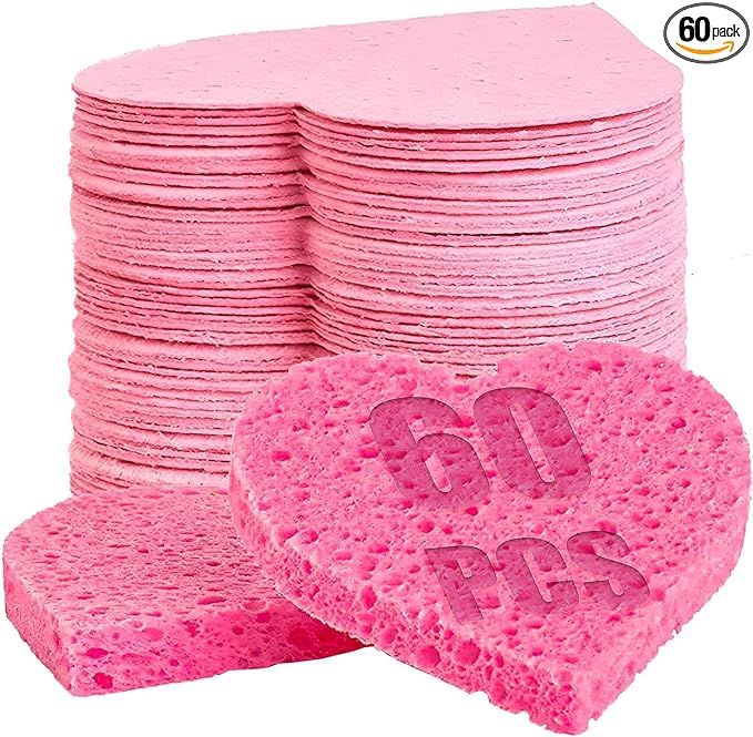 60-Count Compressed Facial Sponges | 100% Natural Cosmetic Spa Sponges for Facial Cleansing | Exf... | Amazon (US)