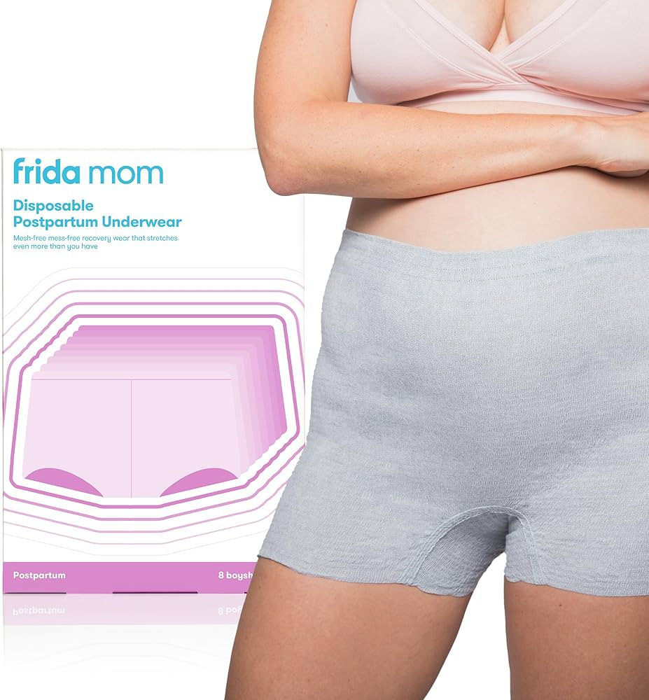 Frida Mom Women's Postpartum Underwear, Disposable Boyshort Underwear, Seamless with Stretchy Sup... | Amazon (US)
