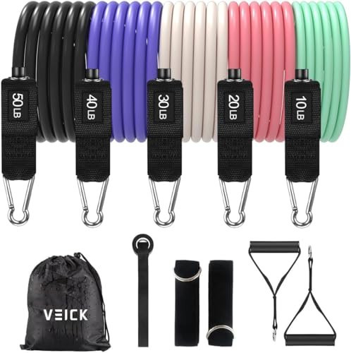 VEICK Resistance Bands, Exercise Bands, Workout Bands Set for Working Out with Handles for Men Women, Elastic Exercising Bands for Fitness Weights Work Out at Home Gym | Amazon (US)