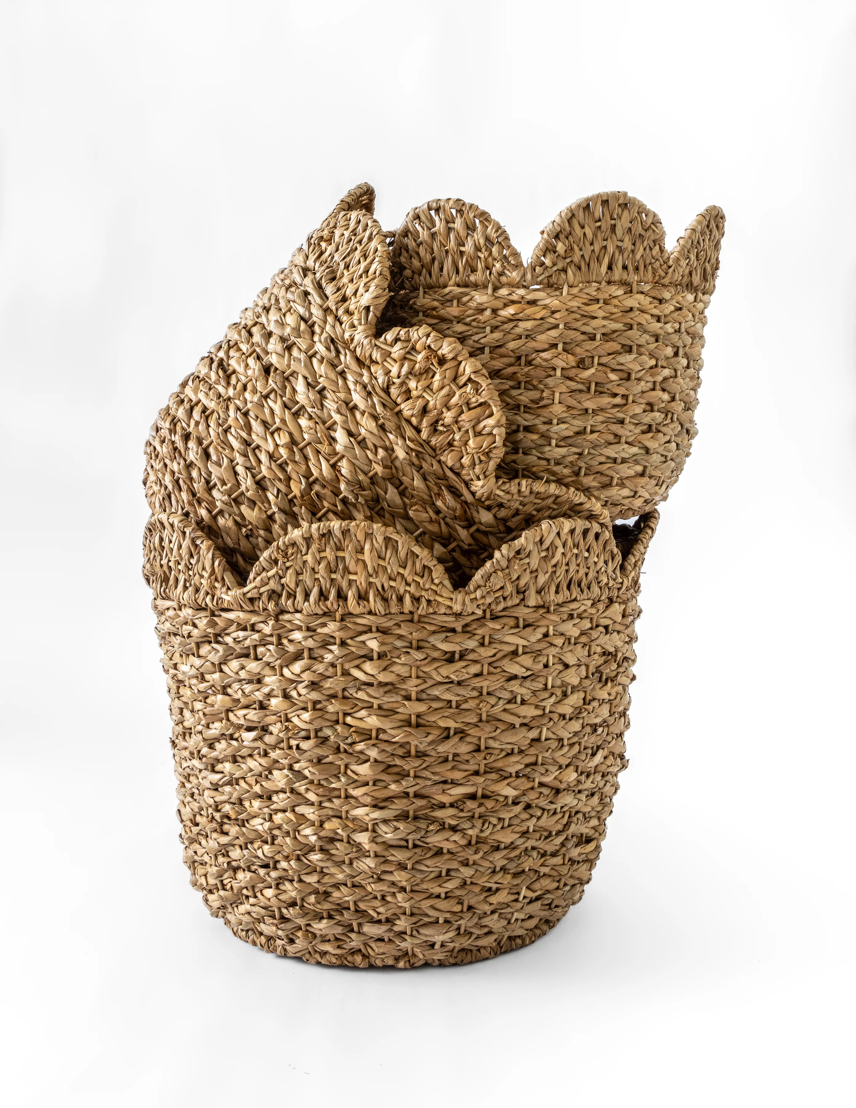 Braided Scalloped Edge Basket | Eco Chic Home