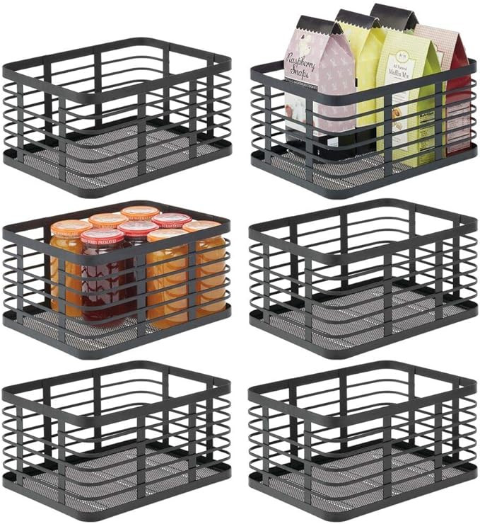 mDesign Modern Decor Metal Wire Food Organizer Storage Bin Basket for Kitchen Cabinets, Pantry, B... | Amazon (US)