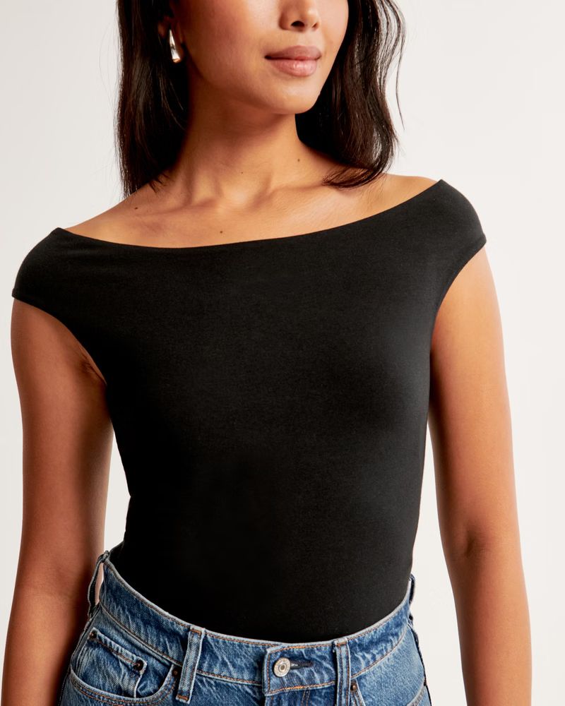 Women's Cotton-Blend Seamless Fabric Off-The-Shoulder Bodysuit | Women's New Arrivals | Abercromb... | Abercrombie & Fitch (US)