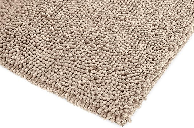 Amazon Basics Non-Slip Microfiber Shag Bathroom Rug Mat, 21" x 34", Beige | Amazon (CA)