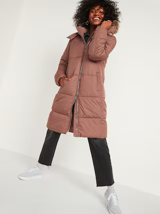 Frost-Free Long Hooded Puffer Jacket for Women | Old Navy (US)