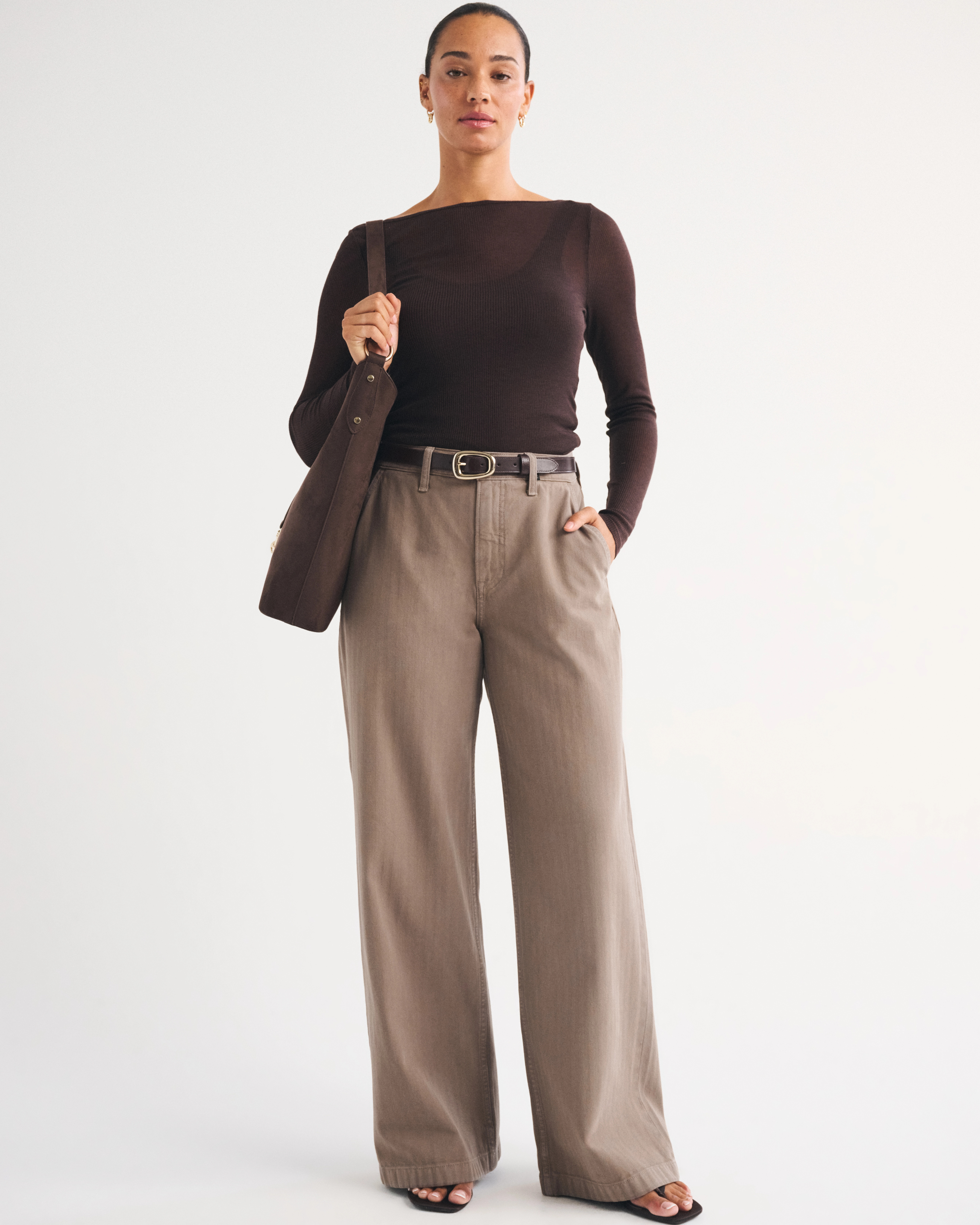 Curve Love High Rise Wide Leg Trouser Jean | Abercrombie & Fitch (US)