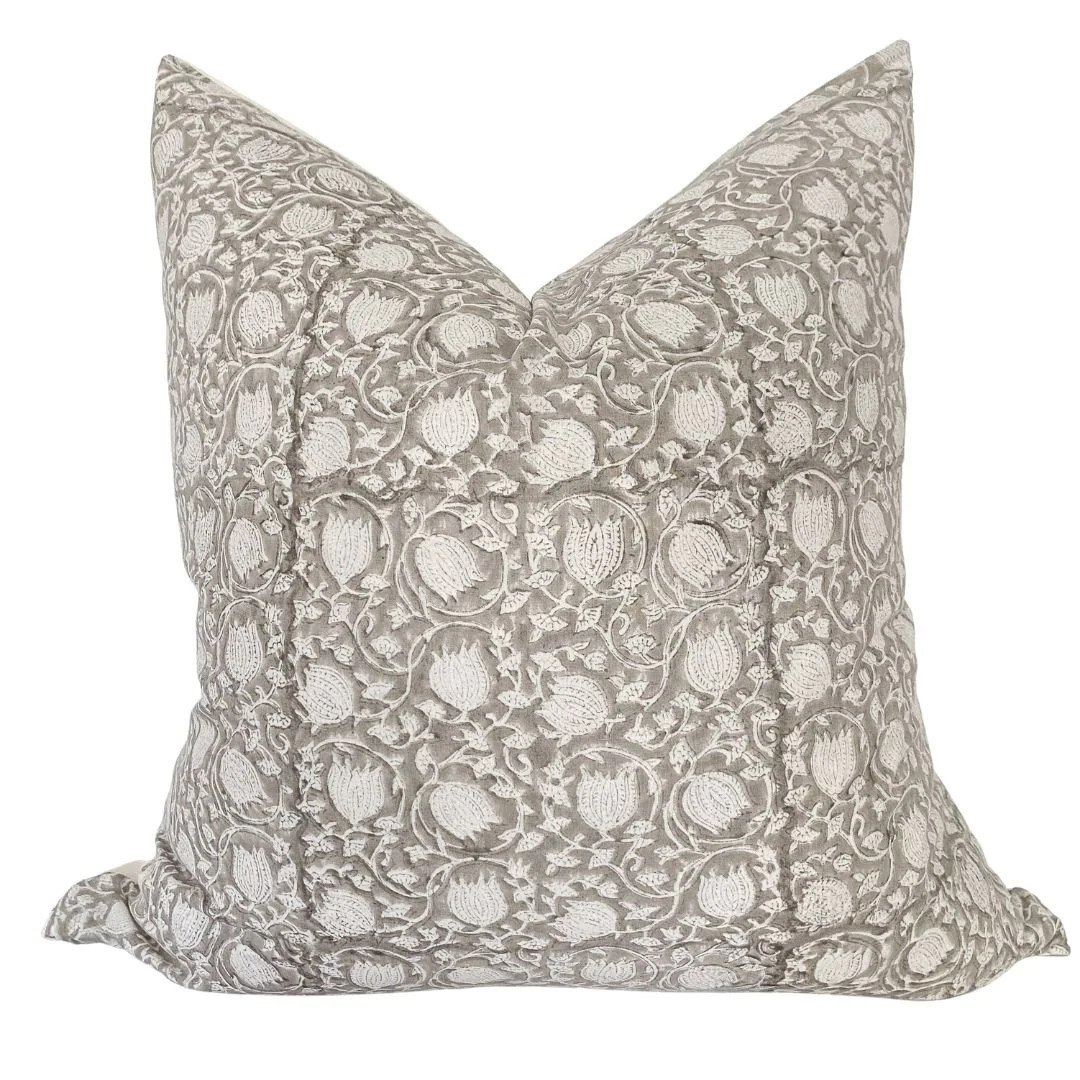Greige Floral Pillow Cover | Hackner Home (US)