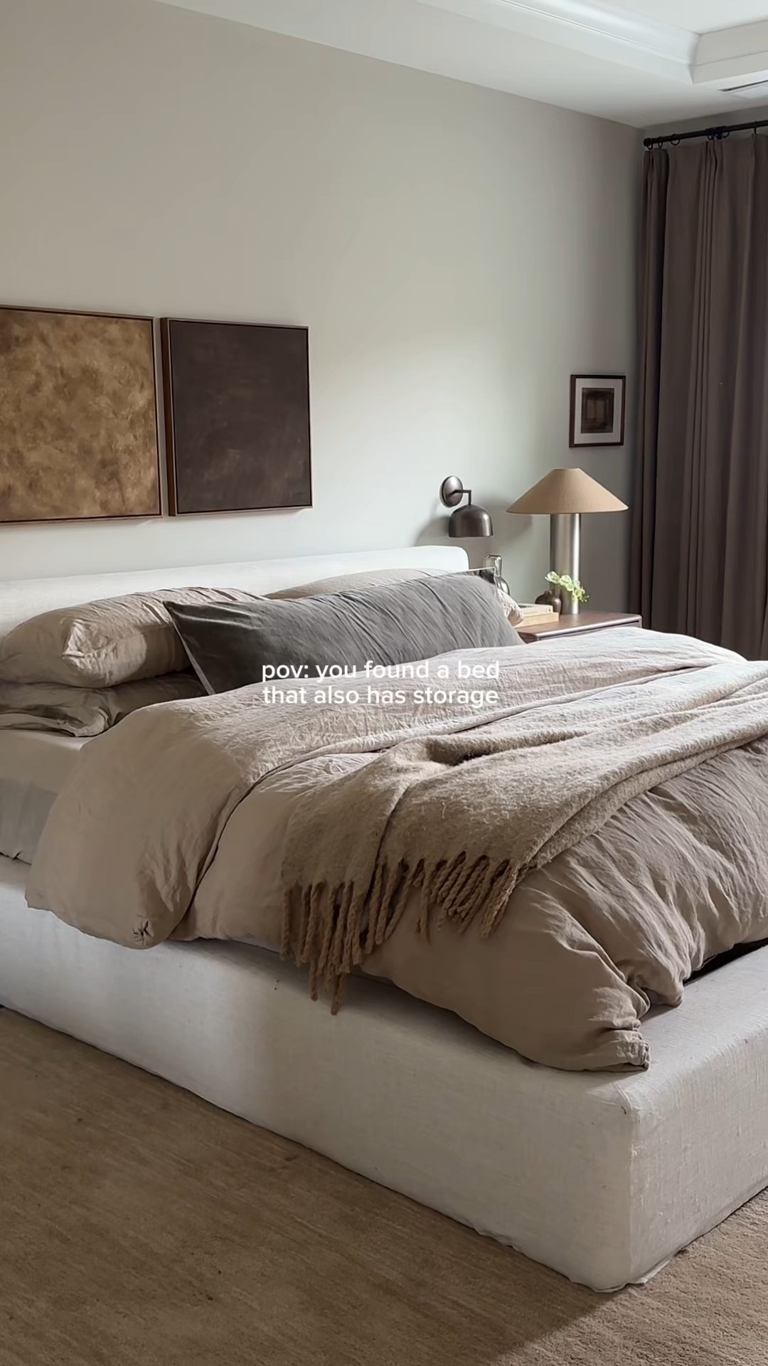 bedroom 🤎

storage bed, bedding, wool rug, wood nightstands 

#LTKHome