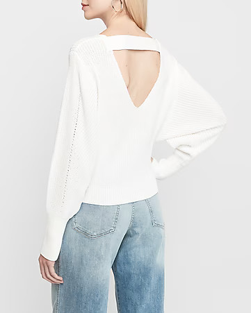 Cut-out Back Batwing Sleeve Sweater | Express