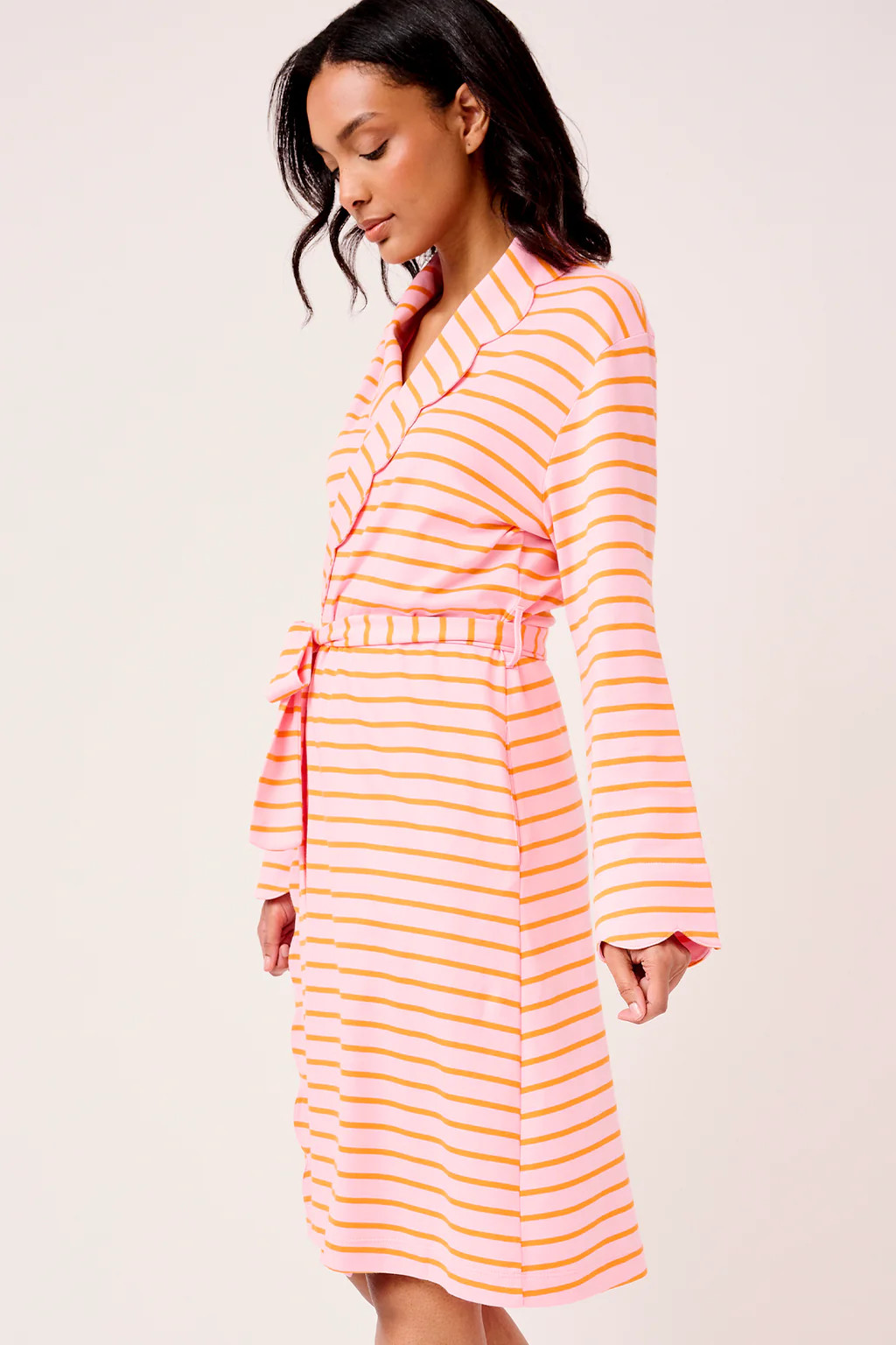 Pima Elise Robe in Pomelo Stripe | Lake Pajamas