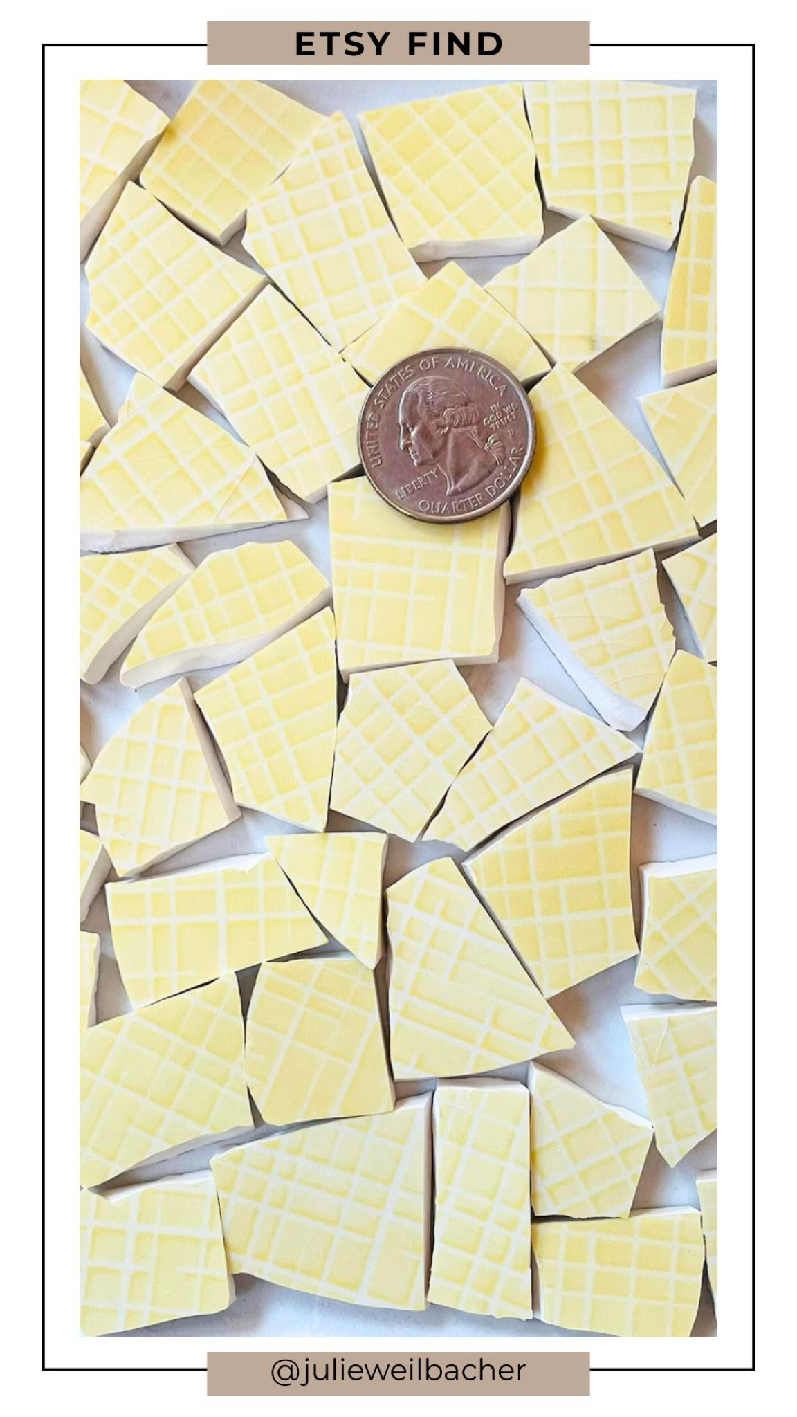 These broken ceramic plate pieces might not be flashy, but they are incredibly useful in mosaic art and mixed media projects. 💛 The soft yellow tones and subtle graphic patterns make them perfect for filling in backgrounds, balancing bold elements, or adding an extra layer of interest to your design. A must-have staple to keep in your creative stash...don’t overlook the pieces that bring everything together.

For mosaic tips, tutorials, inspiration, and so much more please visit my YouTube channel: YouTube.com/julieweilbacher, and follow @julieweilbacher on Instagram for all things mosaic art.

#mosaic #brokenplatemosaics #ceramictiles #mosaicmaterials #mixedmediaart #etsy #diyprojects #summercrafts

#LTKHome