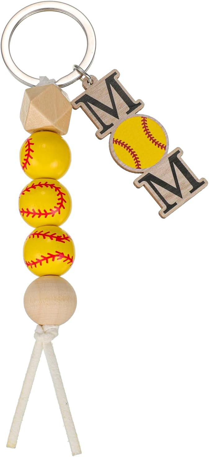 Hand Made Softball Baseball Football Basketball Volleyball and Mom Pendant Keychain Bag Charm Mot... | Amazon (US)