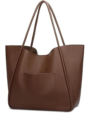 KKXIU Tote Bag for Women Vegan Leather Shoulder Purse Large Capacity Travel Bag | Amazon (US)