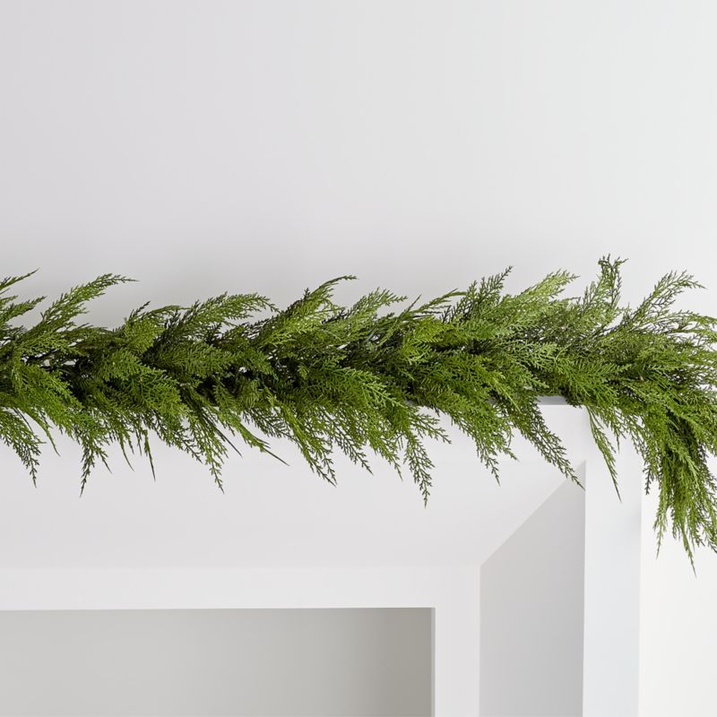 Faux Hemlock Pine Pre-Lit LED Garland 74" + Reviews | Crate & Barrel | Crate & Barrel