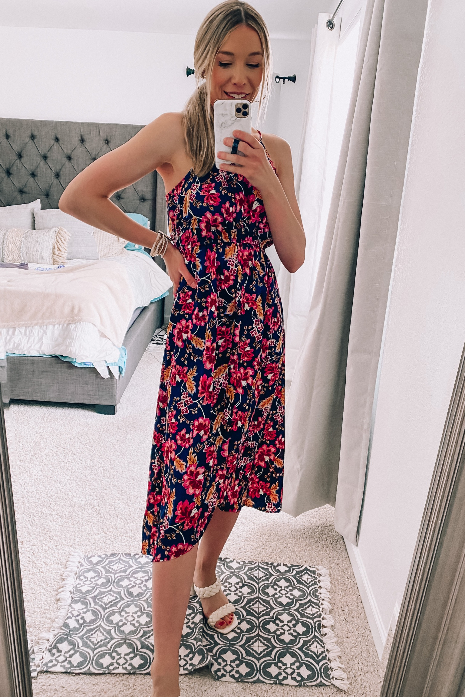 Summer dress only $19.99! Floral dress, wedding guest dress, midi dress, spring dress, halter dress, vacation dress. 

#LTKunder50 #LTKworkwear #LTKwedding