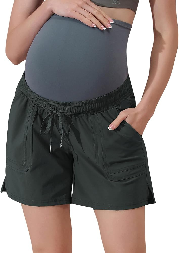 Maacie Maternity Hiking Shorts Quick Dry Waterproof 5" Workout Sports Shorts Outdoor Casual | Amazon (US)