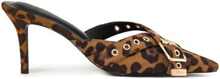 Black Kitten Heels for Women Pointed Closed Toe Stiletto Heel Pumps Studded Buckle Straps Sexy Co... | Amazon (US)