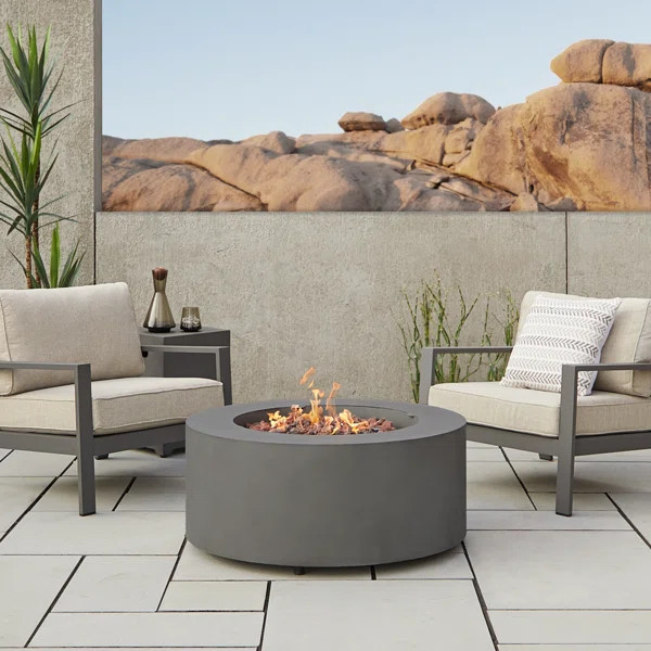 Aegean 36" Round Steel Propane or Natural Gas Fire Pit Table by Real Flame | Wayfair North America
