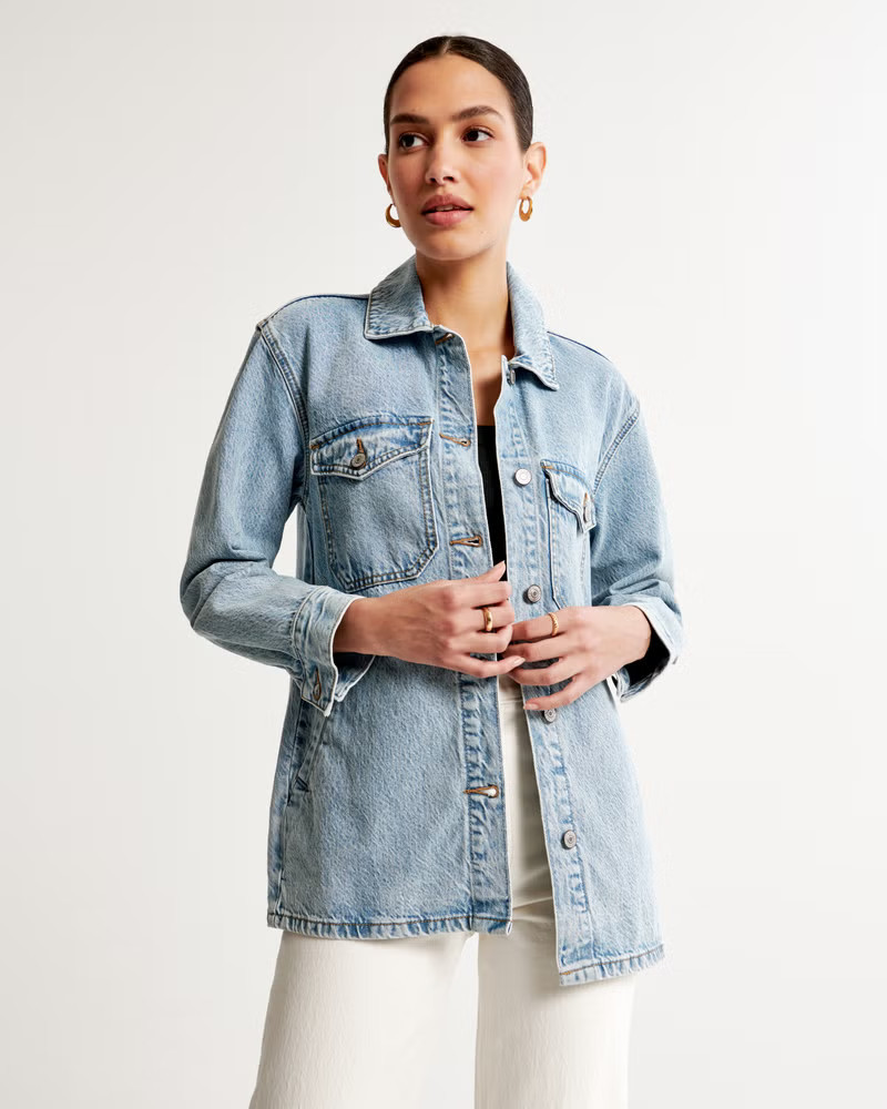 Oversized Denim Shirt Jacket | Abercrombie & Fitch (UK)