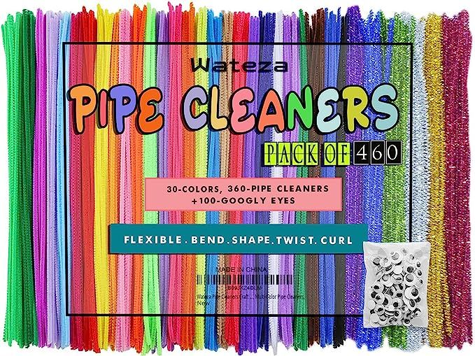 Wateza [460 Pcs]- 360 Pipe Cleaners+100 Googly Eyes - Vibrant Assorted 30 Colors of Craft Chenill... | Amazon (US)