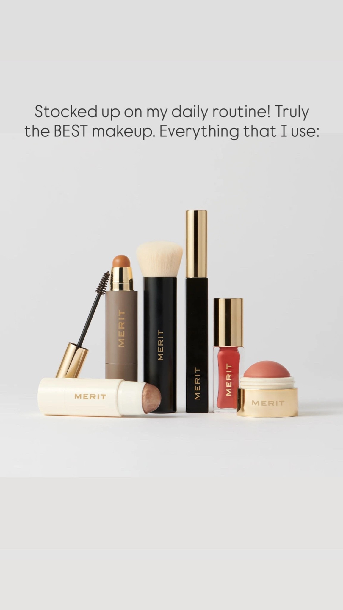 Just stocked up on my daily makeup routine! All of my favorite products from @Merit 🩶