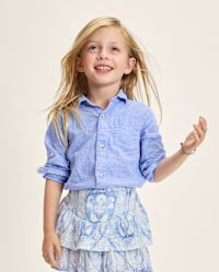Kids Long Sleeve Linen-Blend Button Up Shirt - Linen Edit - BLUE | Gymboree | Gymboree