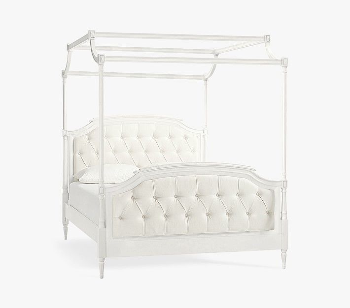 Blythe Tufted Canopy Bed, Twin, French White | Pottery Barn Kids