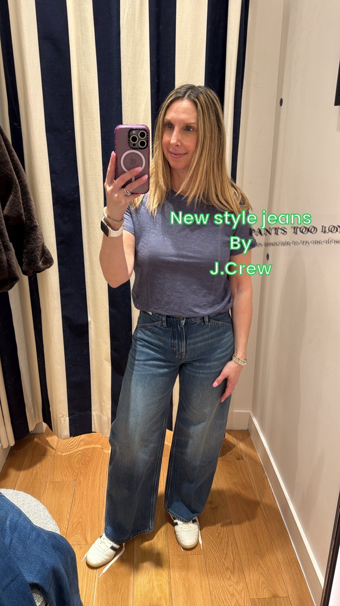I recently tried on this new style of jeans by J.Crew and they had the petite in store 
Wearing 26P in Jeans
Tee is XS
Tee is also a new linen one for spring ￼

#LTKPetite #LTKOver40