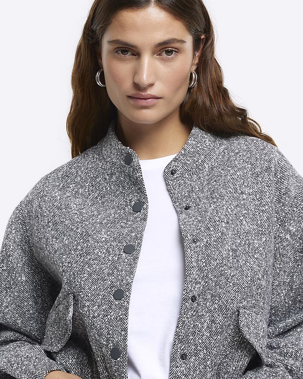 Grey RI Studio wool blend bomber jacket | River Island (UK & IE)