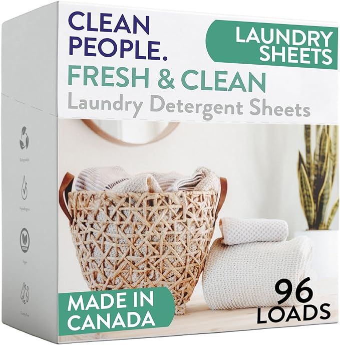 Clean People Laundry Detergent Sheets - Plant-Based, Hypoallergenic Laundry Soap - Ultra Concentr... | Amazon (US)