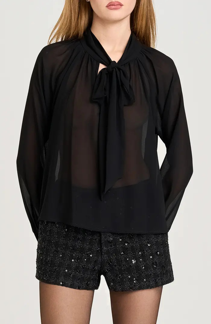 x Sara Walker Bow Georgette Blouse | Nordstrom