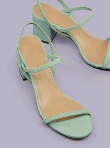 Multi Strap Open Toe Chunky Heel Sandals | SHEIN