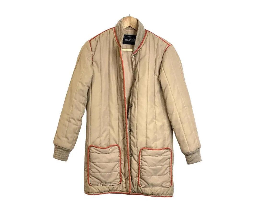 MAXONE Vintage Tan Quilted Jacket | Spring Lightweight Coat | Size M–L | Deep Pockets | Classic... | Etsy (US)