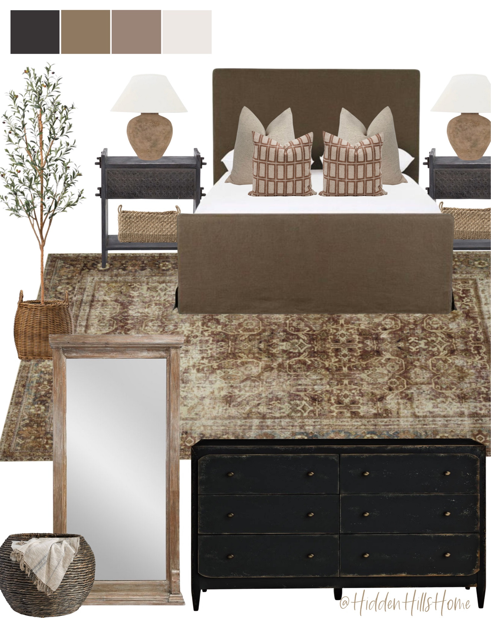 Bedroom decor, primary bedroom mood board, master bedroom, bedroom ideas, modern vintage bedroom Inspo, bedroom design, nightstands, bedroom rug, dresser #bedroom #homedecor 

#LTKstyletip #LTKsalealert #LTKhome