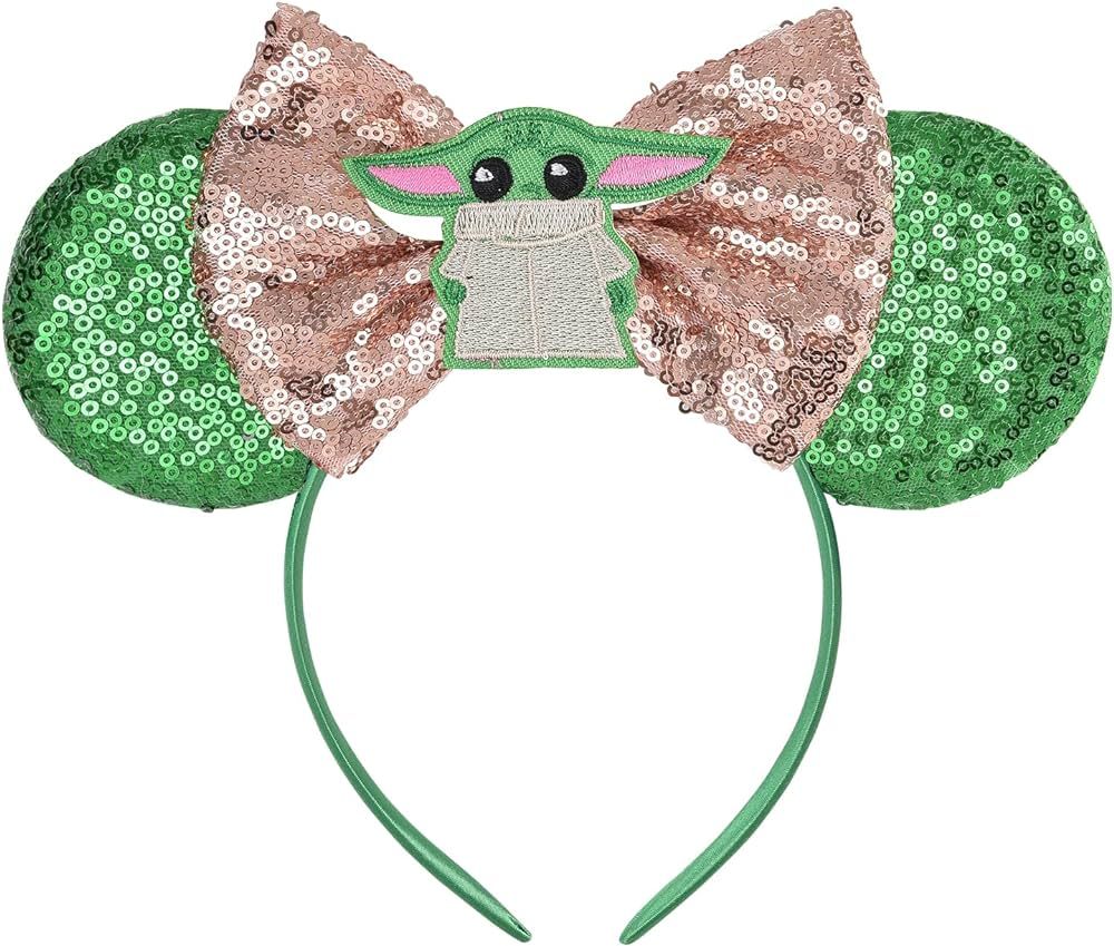 Sequin Minnie Ears Headband,Mouse Ears Bow Headband, Park ears Princess, Sparkle Rose Gold Classi... | Amazon (US)
