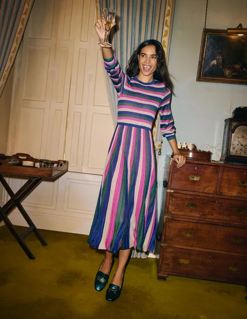 Ribbed Metallic Party Dress | Boden (US)