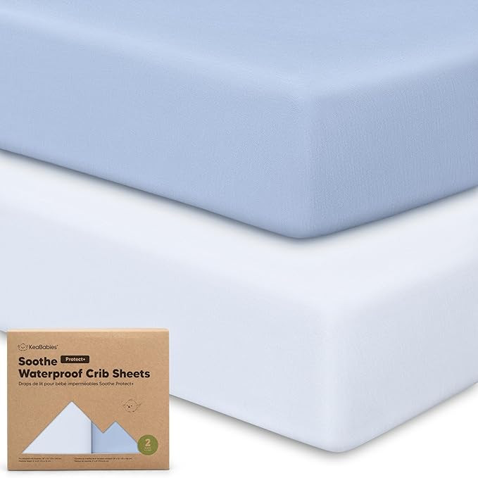 2-Pack Waterproof Crib Sheets for Boys, Girls - 52x28 Fitted Organic Cotton Baby Crib Sheets, Tod... | Amazon (US)