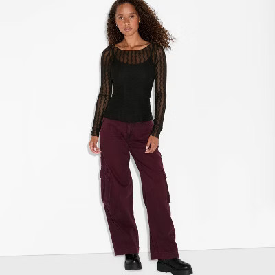 Women's Long Sleeve Boat Neck Henley Shirt - Wild Fable™ Black XXS | Target