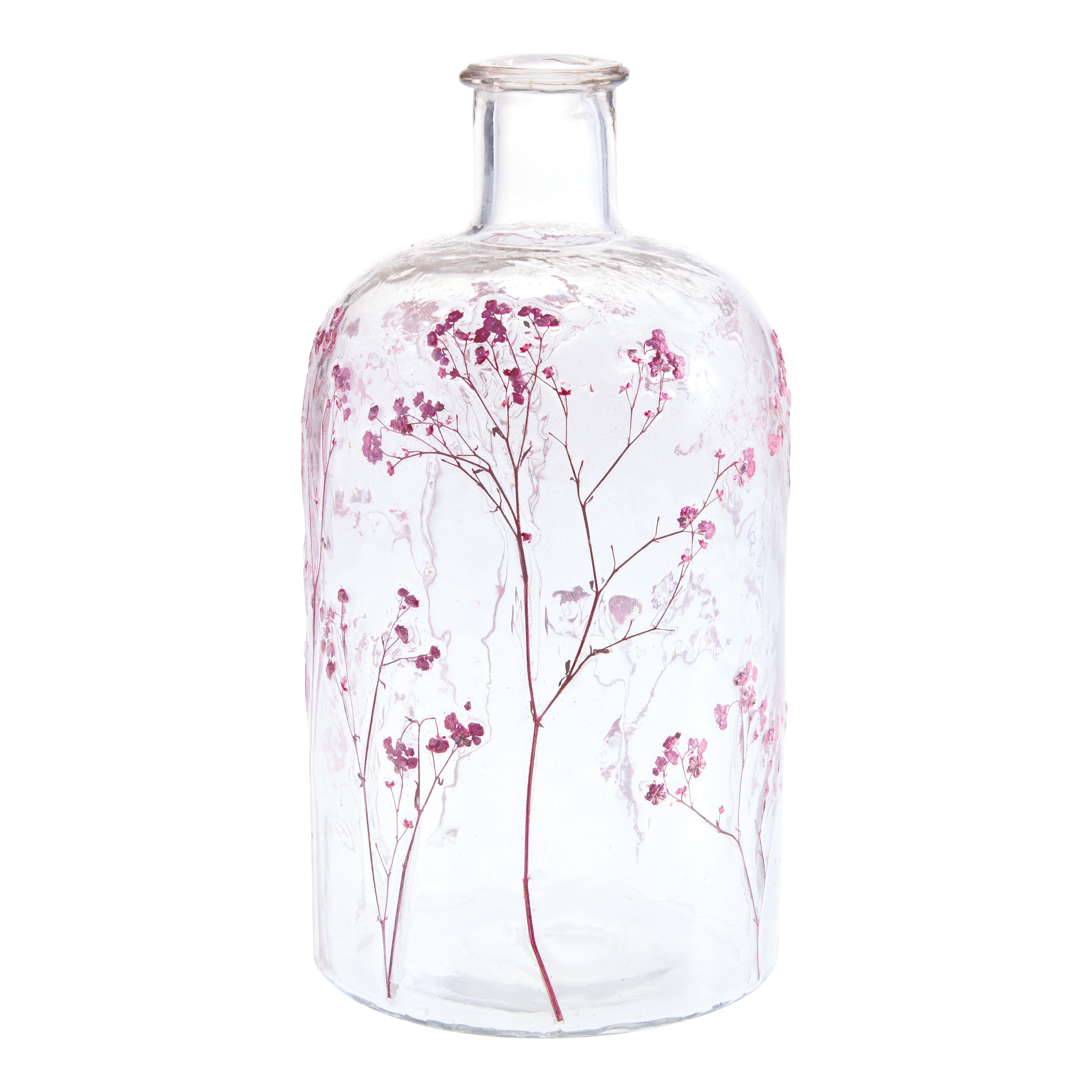 Glass Dried Maroon Flower Inlay Vase | World Market