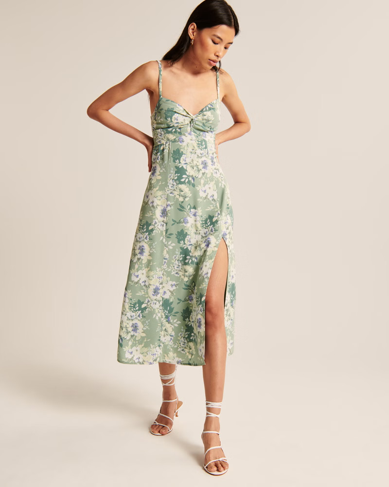 Women's Twist-Front Midi Dress | Women's The A&F Getaway Shop | Abercrombie.com | Abercrombie & Fitch (US)
