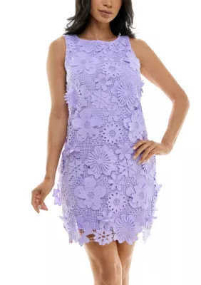 Nina Leonard Women's Sheath Dress With 3D Floral Emroidery | Belk