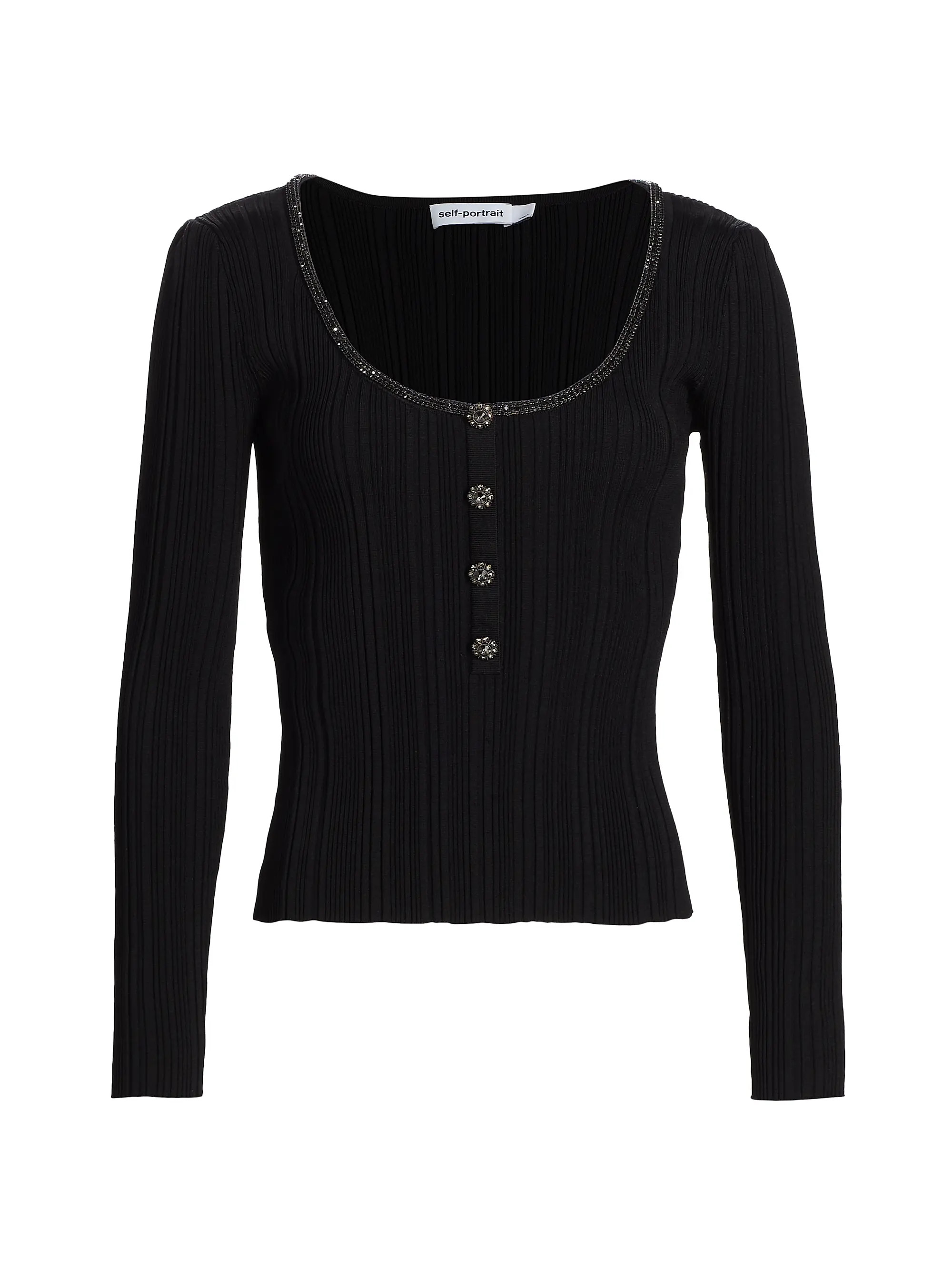Embellished Rib-Knit Sweater | Saks Fifth Avenue