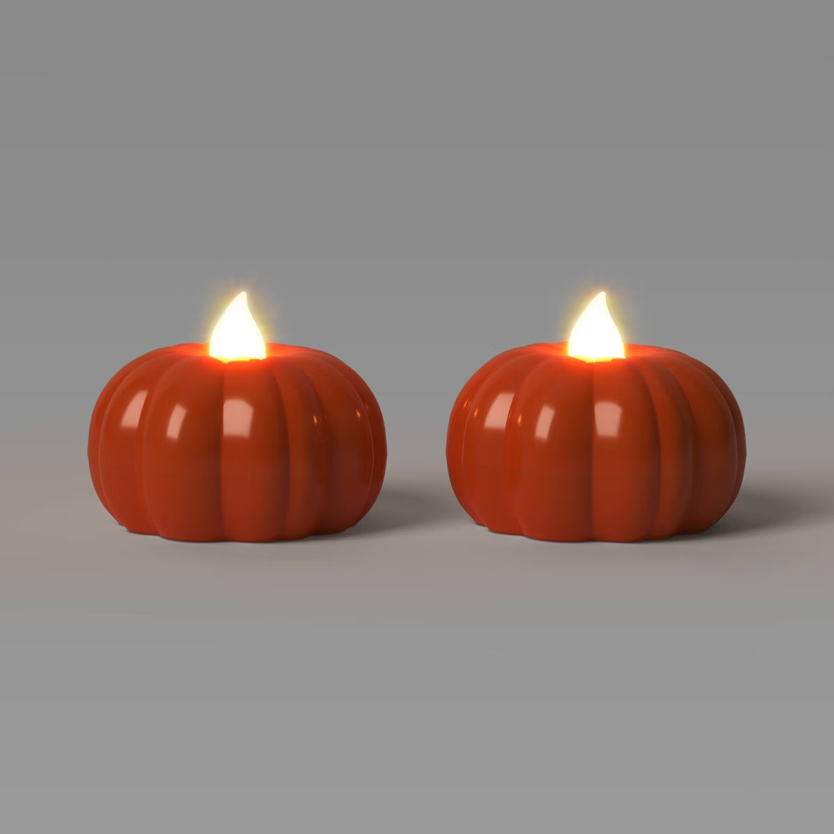 2pk LED Pumpkin Shaped Halloween Tea Lights with Warm Orange Flickering Flame - Hyde and EEK! Bou... | Target
