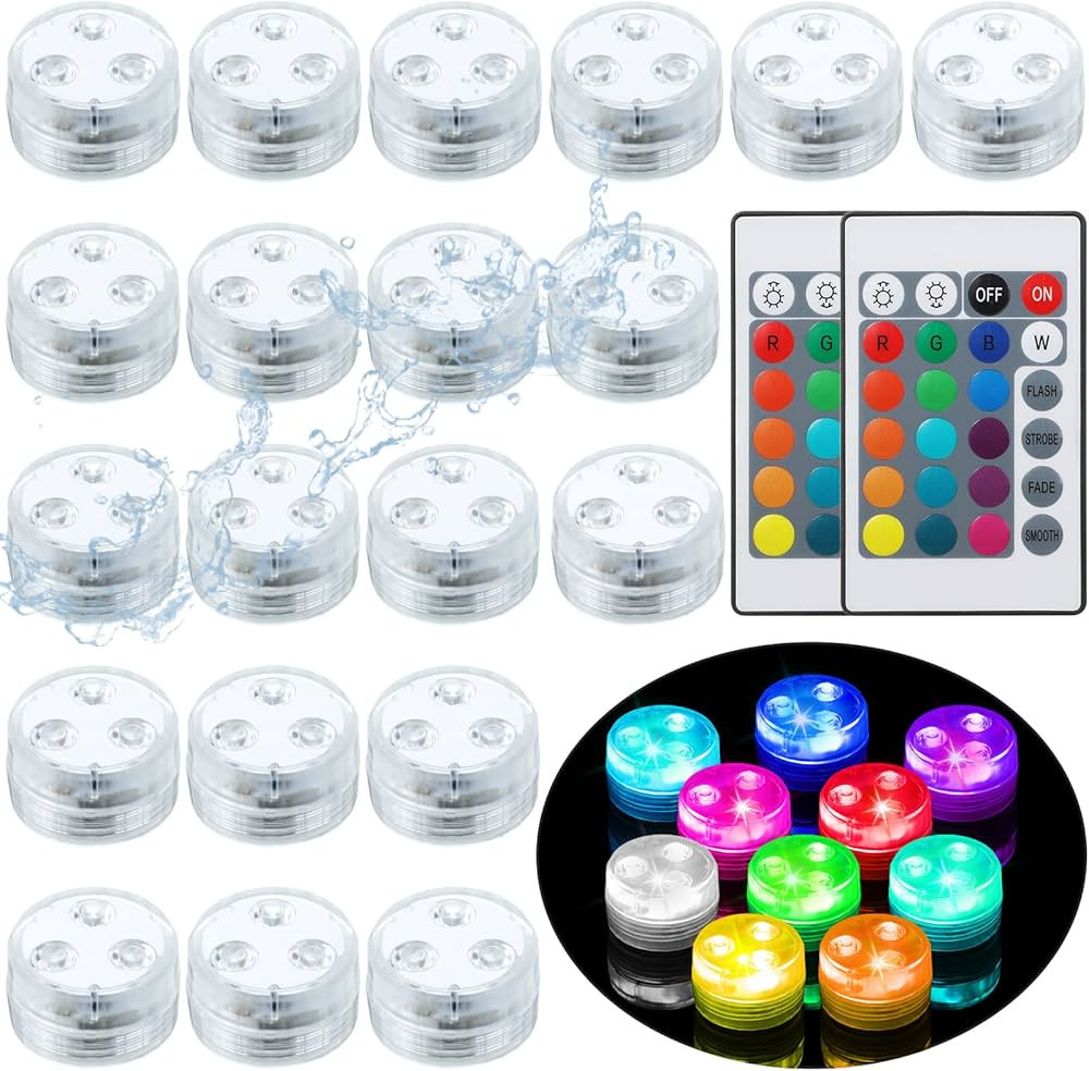 20 Pieces Mini Submersible Lights with Remote Waterproof Small Underwater Tea Candles Flameless B... | Amazon (US)
