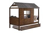 Amazon.com: Donco Kids Log Cabin Low w/Twin Trundle, Rustic Walnut Loft, Double : Home & Kitchen | Amazon (US)