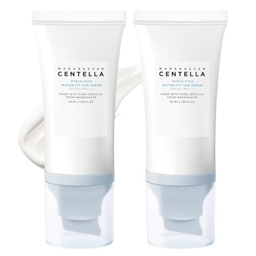 2PC Centella Sunscreen SPF 50, Daily UV Defense Sunblock Summer Sunscreen for Face, 𝑻𝒓𝒂𝒗𝒆𝒍 𝑬𝒔𝒔𝒆𝒏𝒕𝒊𝒂𝒍𝒔 for Black Girl, Face Serum 50ML | Amazon (US)