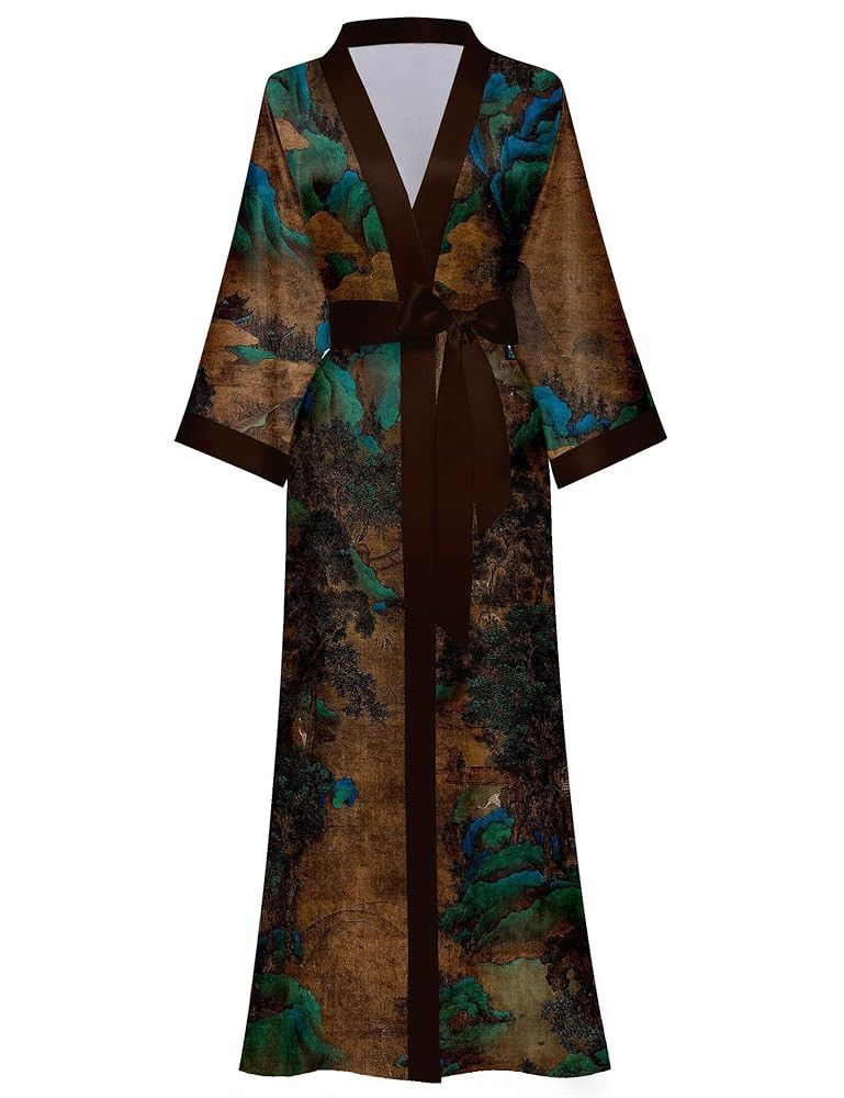 Women's Floral Long Kimono Robe Long Satin Robe Long Silk Robe Ladies Kimonos Silky Bathrobe Cove... | Amazon (US)